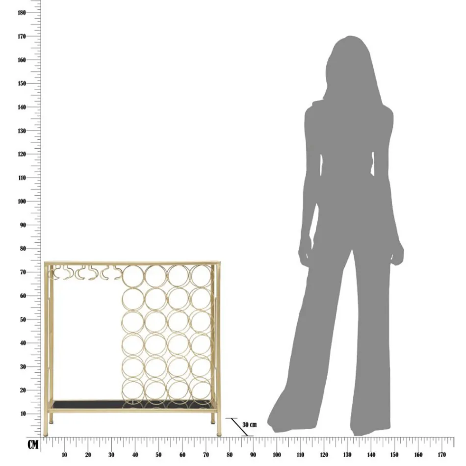 Console met glazen fleshouder met gouden ijzeren structuur - Vicio Viadurini