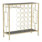 Console met glazen fleshouder met gouden ijzeren structuur - Vicio Viadurini