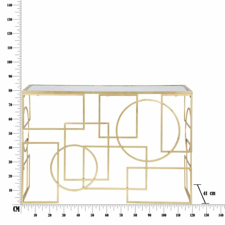 Modern design rechthoekige console in ijzer en spiegel - Billie Viadurini