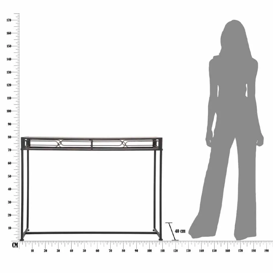 Rechthoekige woonkamerconsole in moderne stijl in ijzer en MDF - Wendell Viadurini