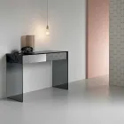 Console Desk in gerookt glas met lade Made in Italy - Mantra Viadurini