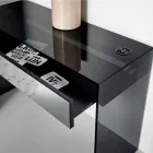 Console Desk in gerookt glas met lade Made in Italy - Mantra Viadurini