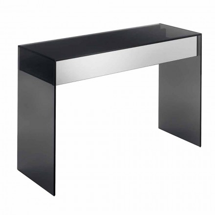 Console Desk in gerookt glas met lade Made in Italy - Mantra Viadurini