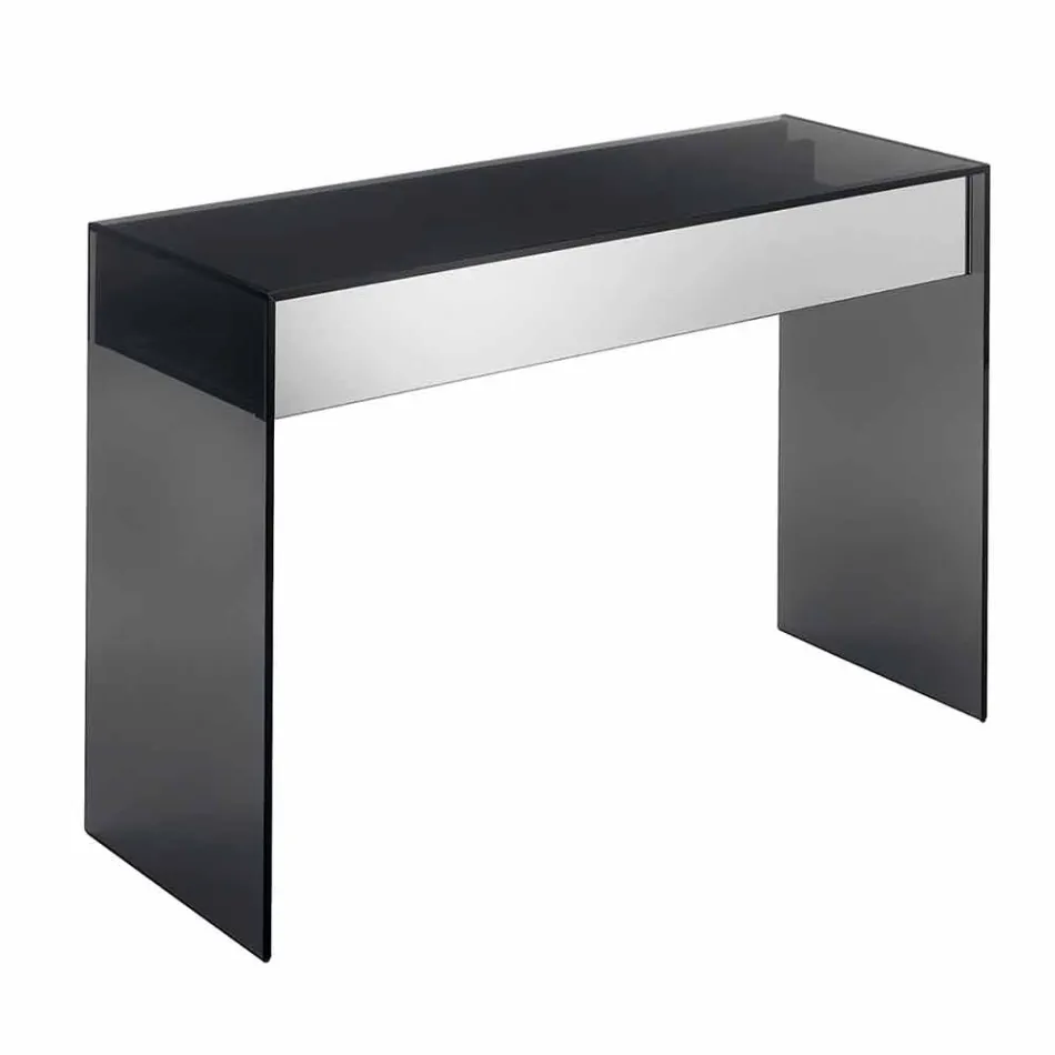 Console Desk in gerookt glas met lade Made in Italy - Mantra Viadurini