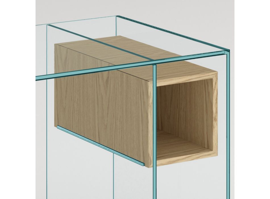 Console-bureau in extra helder glas en hout Made in Italy - Damiano Viadurini