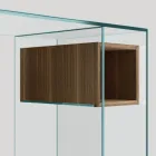 Console-bureau in extra helder glas en hout Made in Italy - Damiano Viadurini