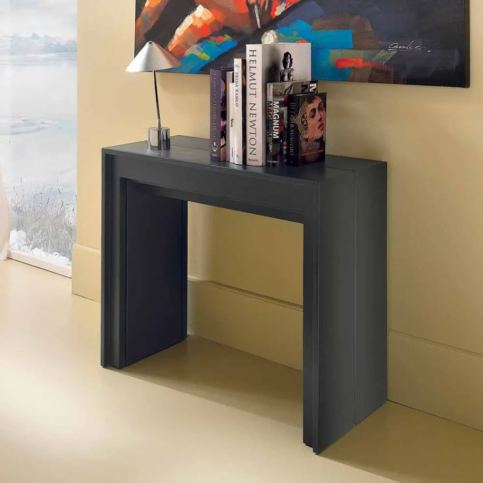 Console / uitschuifbare eettafel, l. 42.50 / 302,50xp.90 cm, Alvaro Viadurini