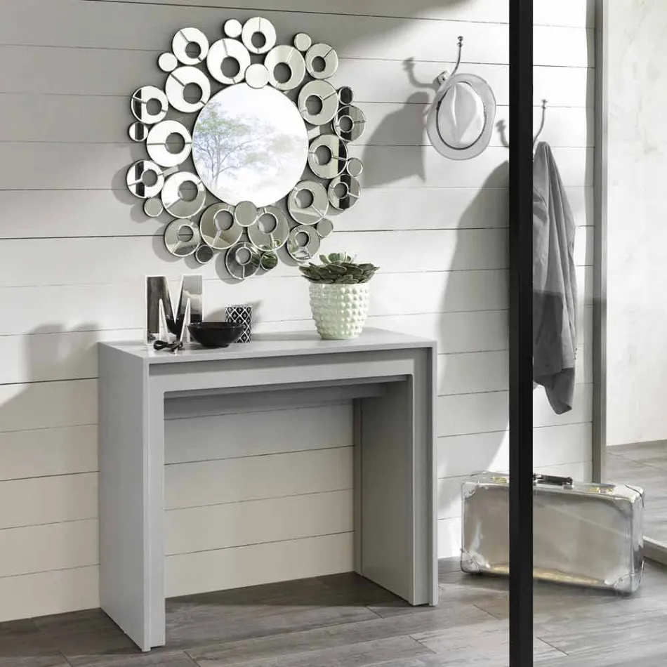 Console / uitschuifbare eettafel, l. 42.50 / 302,50xp.90 cm, Alvaro Viadurini