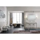 Badkamerconsole L 135 cm met dubbele kom in keramiek Made in Italy - Nausica Viadurini