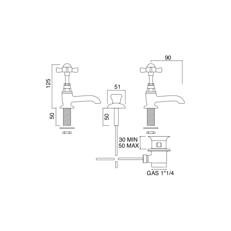 Paar vintage koperen wastafelkranen gemaakt in Italië - Katerina Viadurini