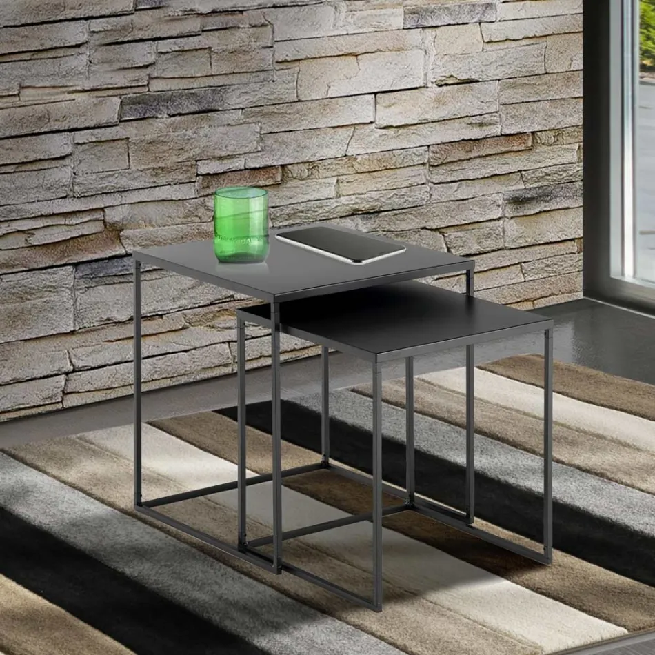 Paar salontafels in antraciet gelakt staal - Sospiro Viadurini