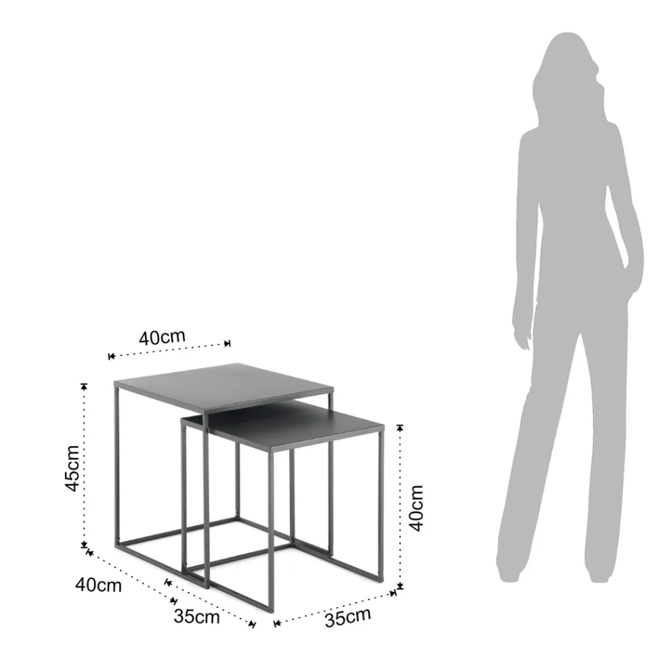 Paar salontafels in antraciet gelakt staal - Sospiro Viadurini