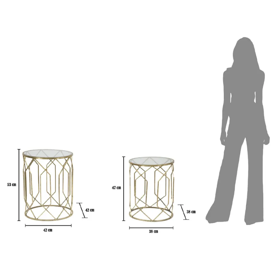 Paar ijzeren salontafels met rond glazen blad - Etro Viadurini