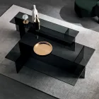 Paar moderne salontafels van gerookt glas Made in Italy - Sestola Viadurini