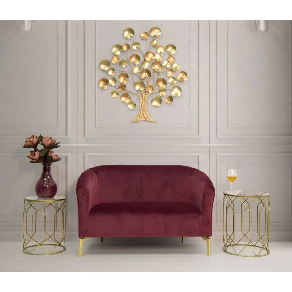 Paar gouden ijzeren salontafels met rond glazen blad - Etro Viadurini