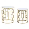 Paar ronde gouden salontafels met ijzeren structuur - Marmolo