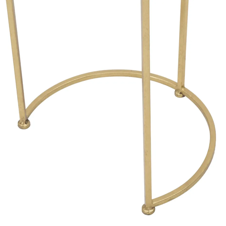 Paar ronde salontafels in glas en gouden ijzer - Avola Viadurini