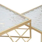 Paar vierkante telefoontafels in gouden ijzer en glazen blad - Paus Viadurini