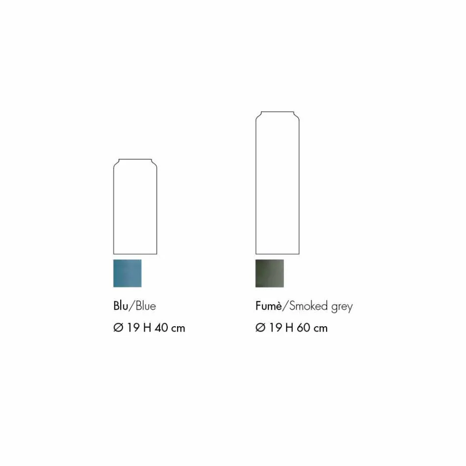 Paar decoratieve vazen in blauw en gerookt gekleurd glas, modern design - Adriano Viadurini
