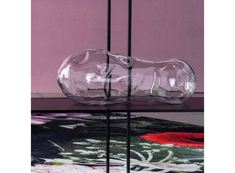 Paar decoratieve vazen van transparant geblazen glas, gemaakt in Italië - Pedro Viadurini