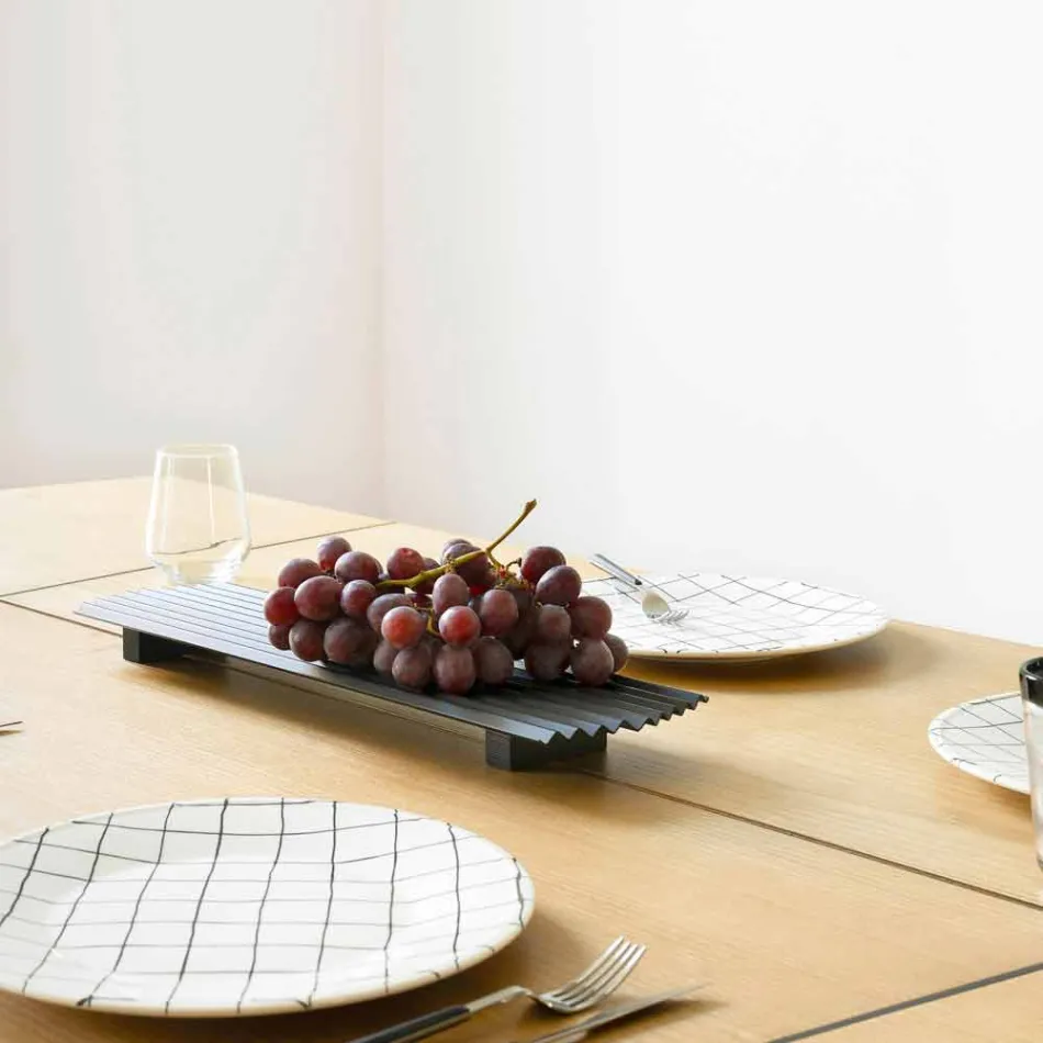 Paar dienbladen in modern design van zwart of goudgelakt staal - Savona Viadurini