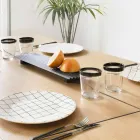 Paar dienbladen in modern design van zwart of goudgelakt staal - Savona Viadurini