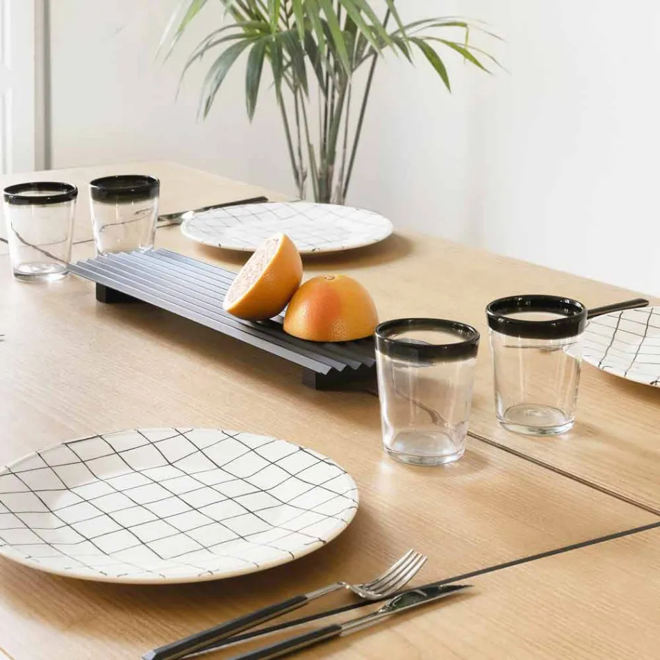 Paar dienbladen in modern design van zwart of goudgelakt staal - Savona Viadurini