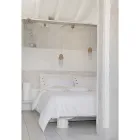 Dubbel dekbedovertrek van linnen met opbergtas met kanten druppels - Amadeus Viadurini