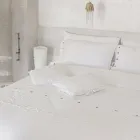 Dubbel dekbedovertrek van linnen met kanten opbergtas - Amadeus Viadurini