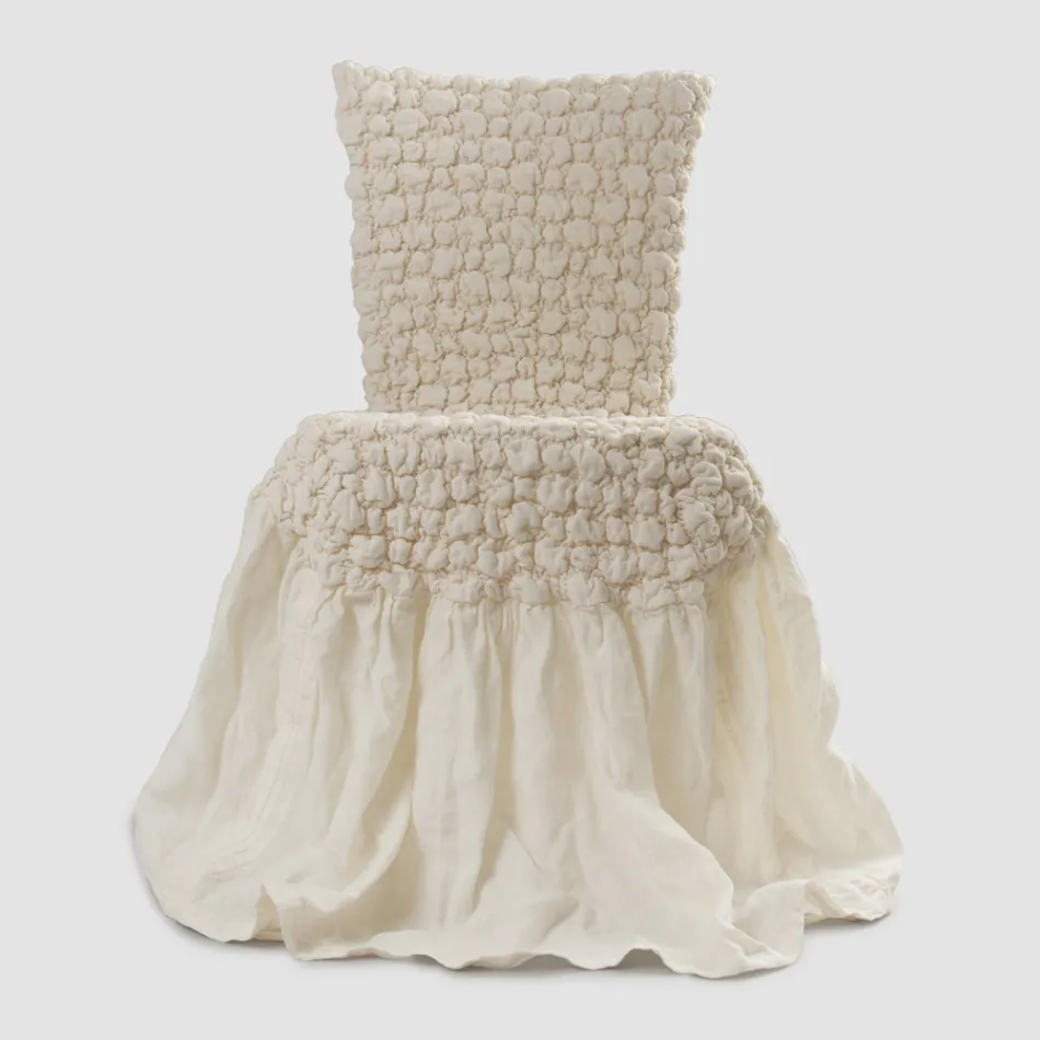 Elegante stoelhoes met rugleuning voor woonkamer in geborduurd linnen - Panteo Viadurini