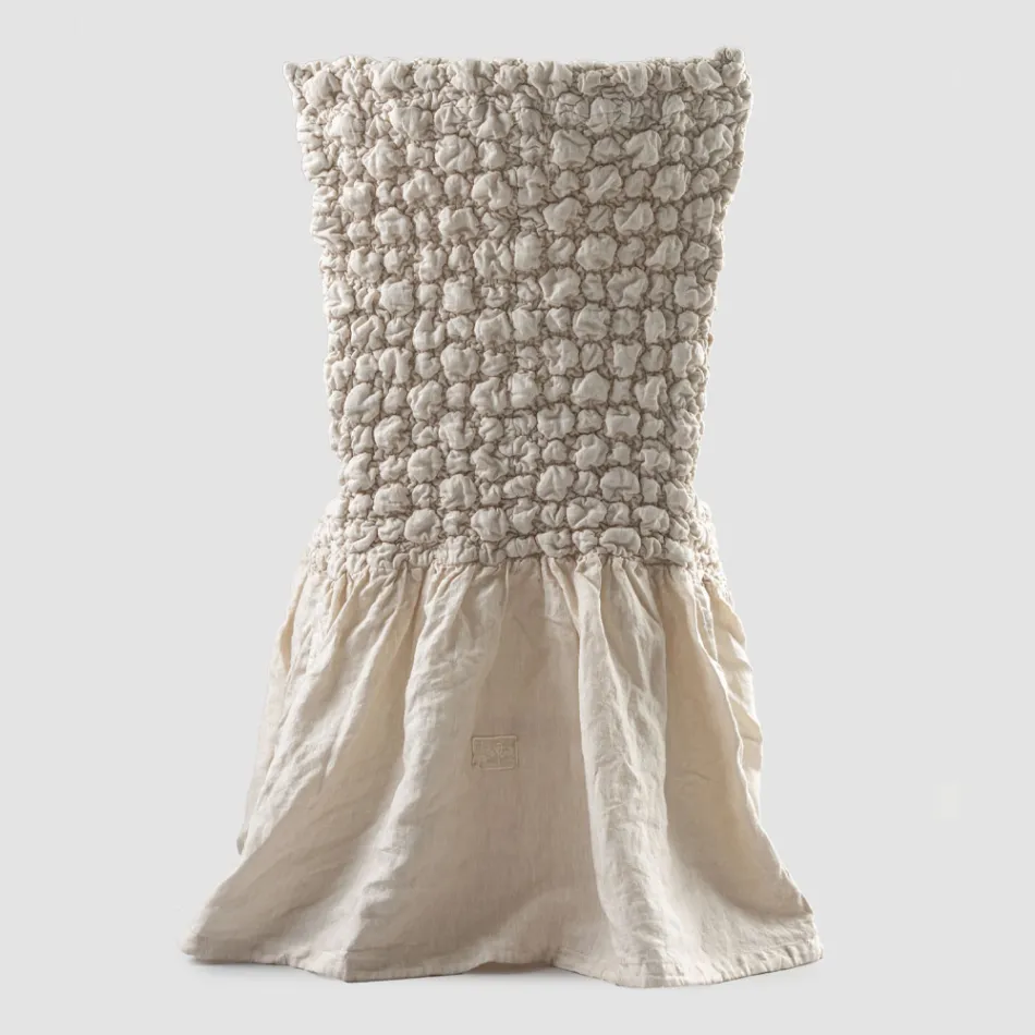 Elegante stoelhoes met rugleuning voor woonkamer in geborduurd linnen - Panteo Viadurini