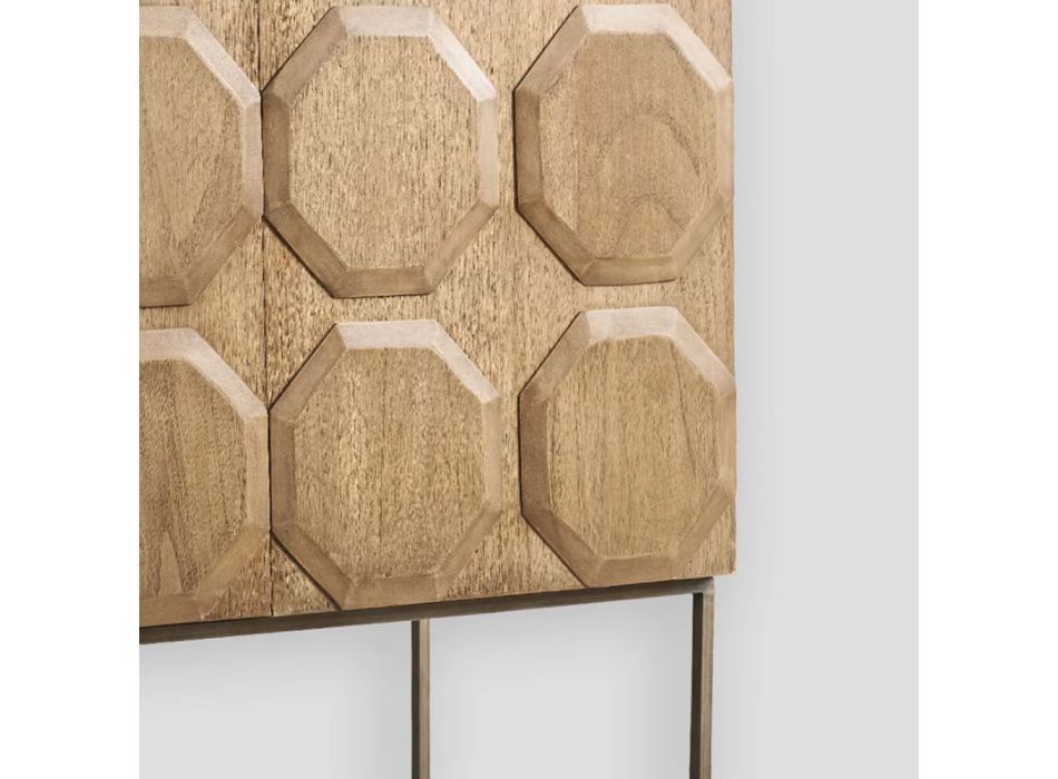 2-deurs dressoir met interne planken en push-pull opening gemaakt van hout - Azalea Viadurini