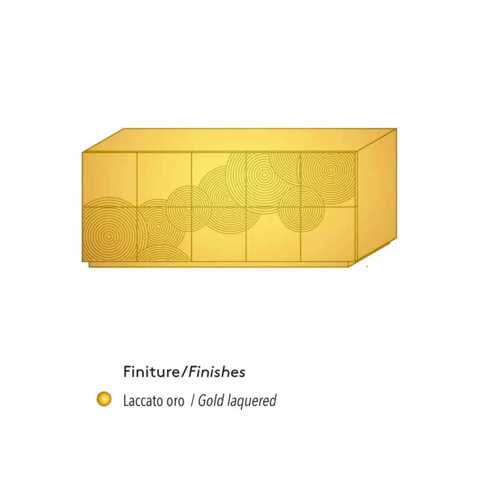 Dressoir met 10 ante Slate, modern design, wit, zwart of goud Viadurini