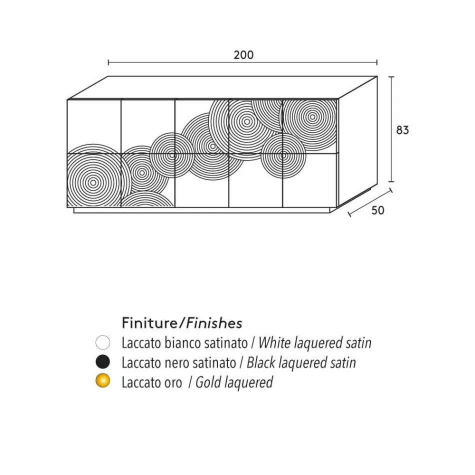 Dressoir met 10 ante Slate, modern design, wit, zwart of goud Viadurini