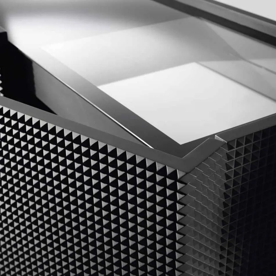 Dressoir met twee zwarte deuren met 2 deuren en uittrekbare lade Flora Viadurini