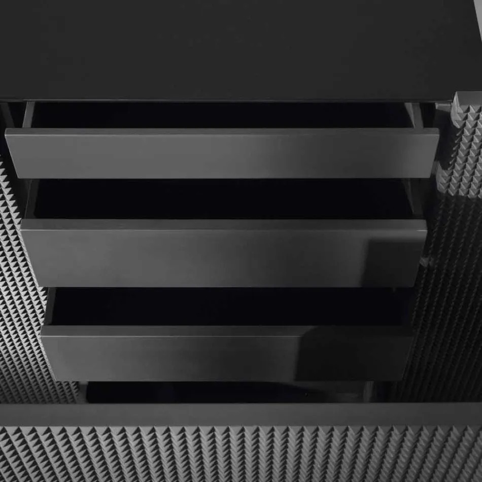 Dressoir met twee zwarte deuren met 2 deuren en uittrekbare lade Flora Viadurini