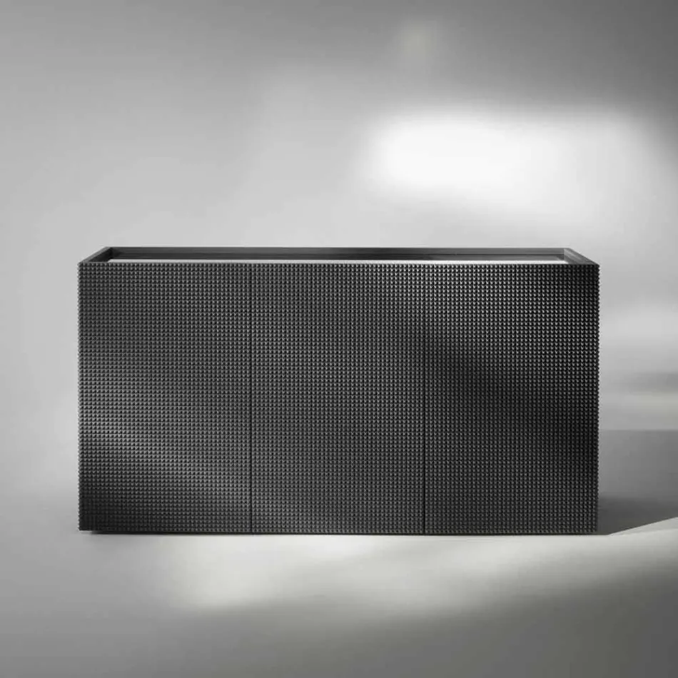 Dressoir met twee zwarte deuren met 2 deuren en uittrekbare lade Flora Viadurini