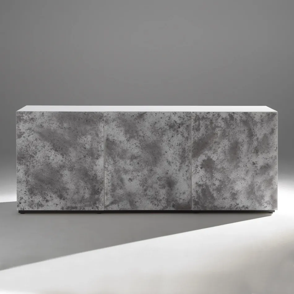 Dressoir met 3 deuren en 3 interne planken, gemaakt van hout en MDF - Pesci Viadurini