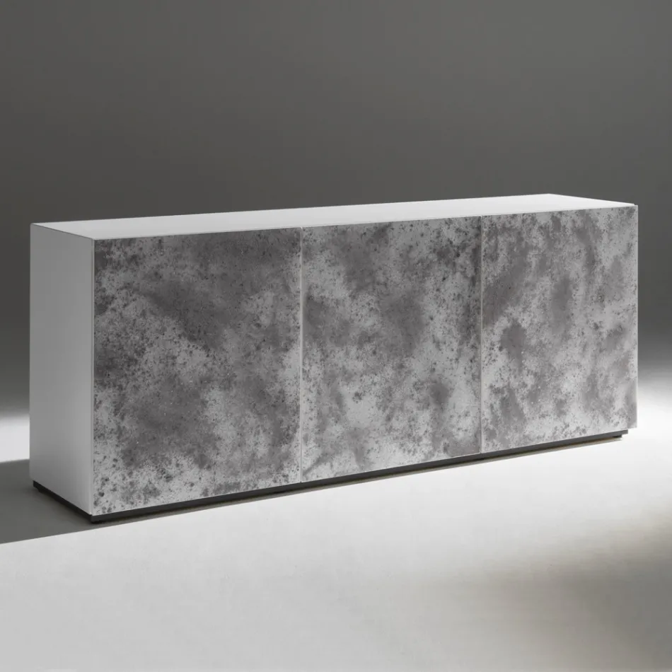 Dressoir met 3 deuren en 3 interne planken, gemaakt van hout en MDF - Pesci Viadurini