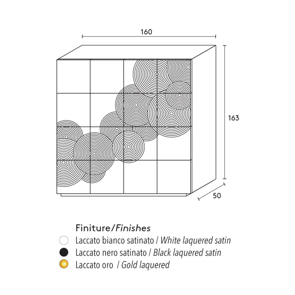 Modern design 8-deurs dressoir Ardesia, wit, zwart of goud Viadurini
