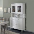 Hoog dressoir met woonkamervitrinekast in hout Made in Italy - Bran