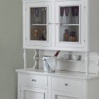 Hoog dressoir met woonkamervitrinekast in hout Made in Italy - Bran Viadurini