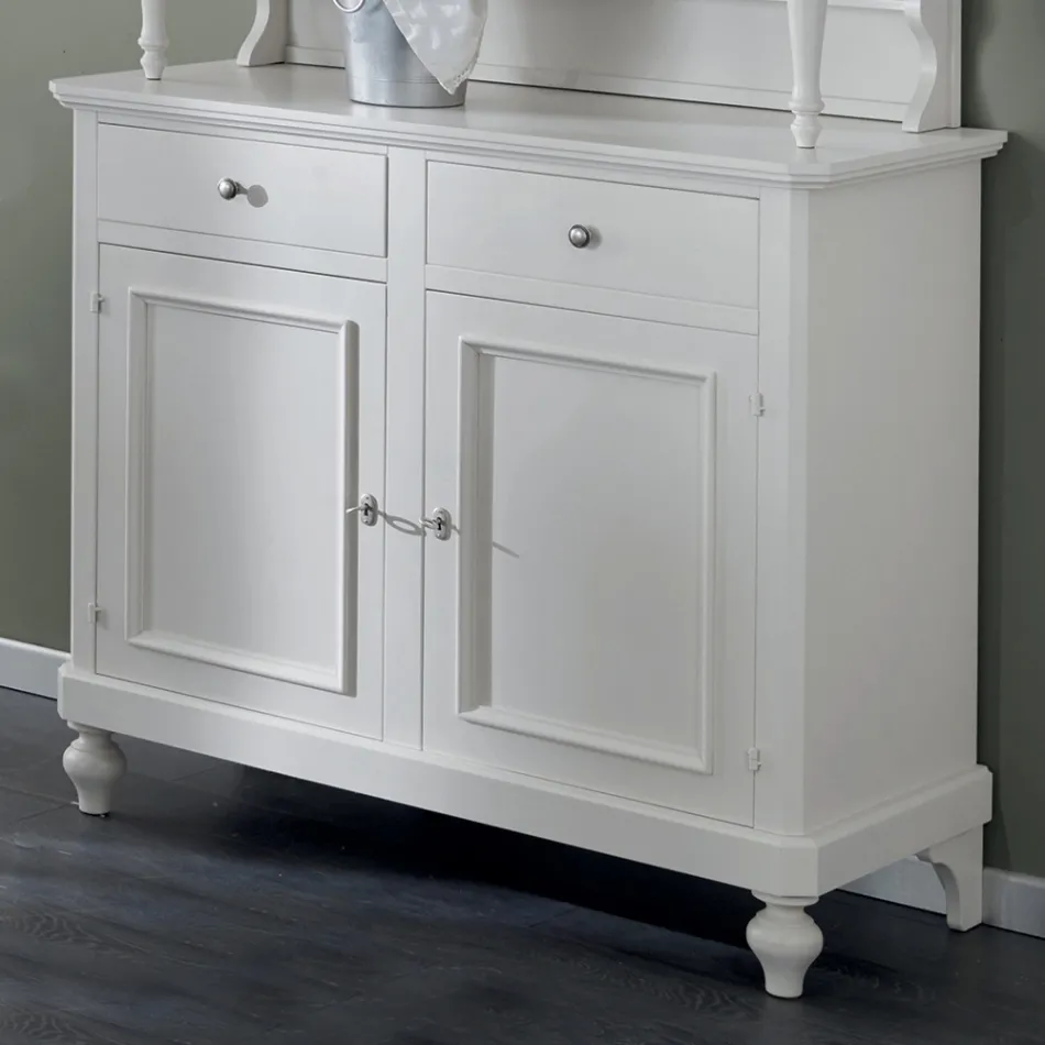 Hoog dressoir met woonkamervitrinekast in hout Made in Italy - Bran Viadurini