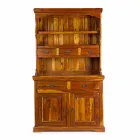 Hoog dressoir in klassieke stijl met structuur van massief acaciahout - umami Viadurini