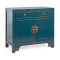 Laag dressoir met 2 deuren en 2 lades in blauw iepenhout Homemotion - Konan