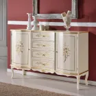 Klassiek houten dressoir met 2 deuren en 4 lades Made in Italy - Windsor Viadurini