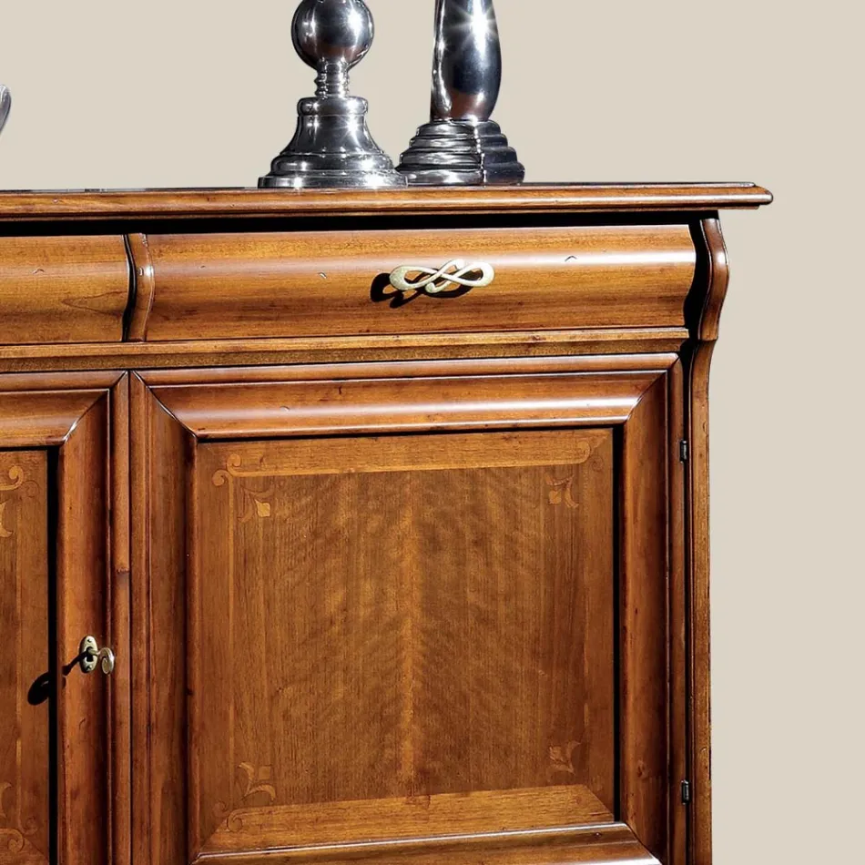 Klassiek woonkamer dressoir in walnoothout Made in Italy - Helisa Viadurini