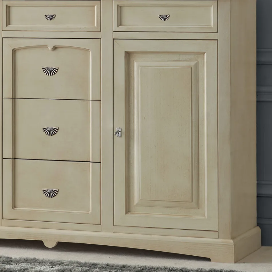 Klassiek dressoir in Tanganyikahout met 6 laden en 2 deuren Made in Italy - Bragi Viadurini