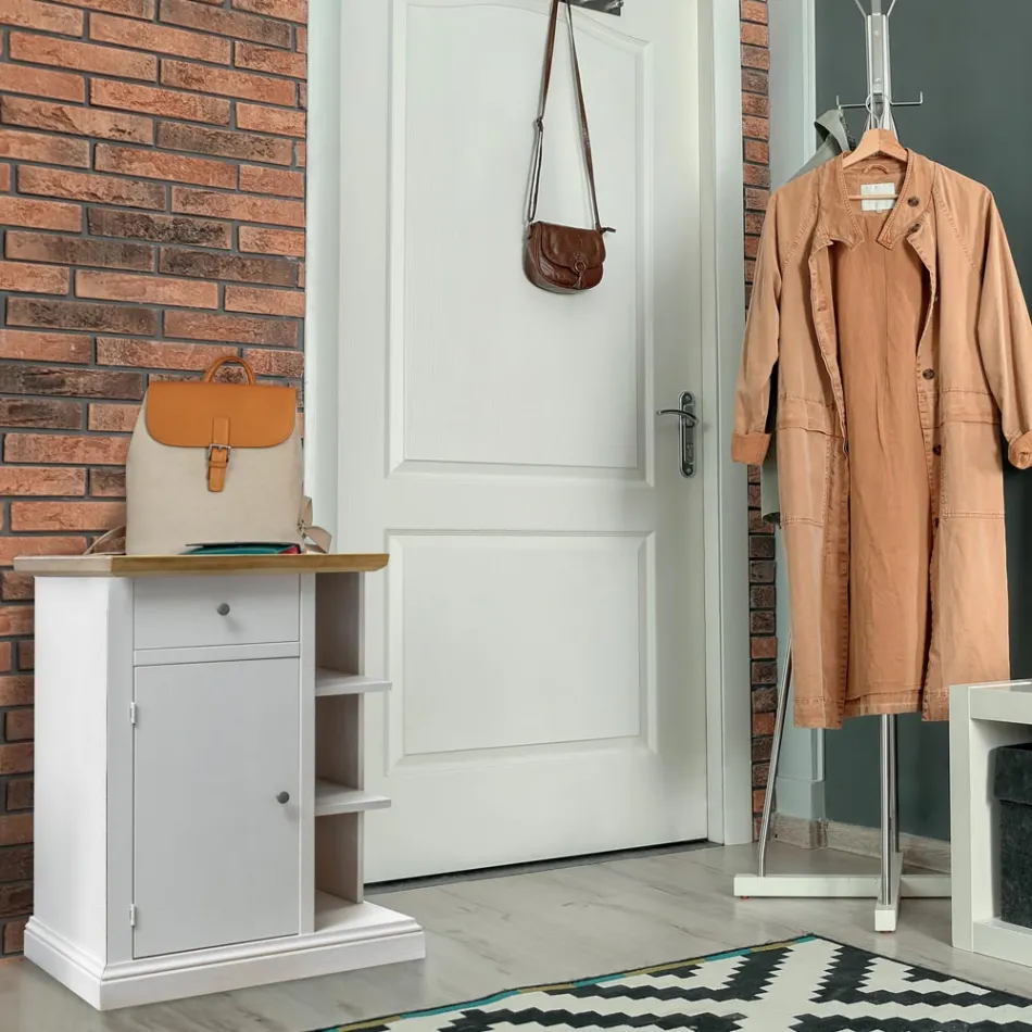 Dressoir met 1 deur, 1 lade en 3 open vakken Made in Italy - Hoder Viadurini