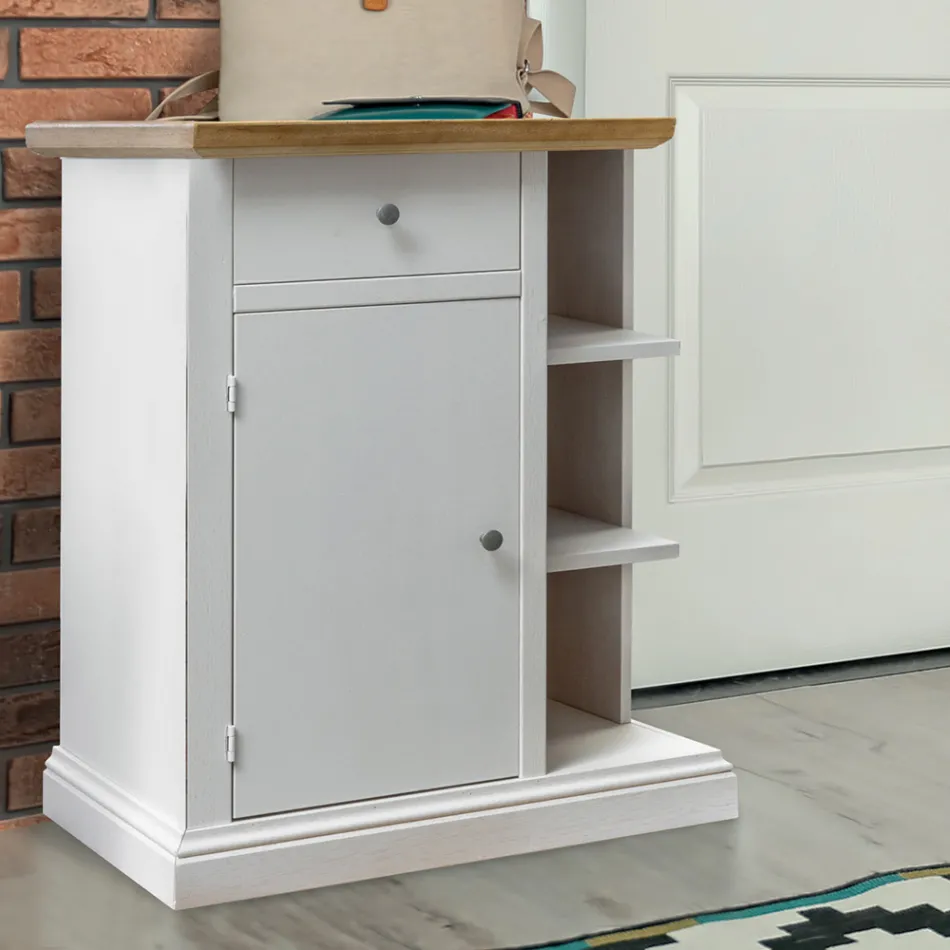 Dressoir met 1 deur, 1 lade en 3 open vakken Made in Italy - Hoder Viadurini